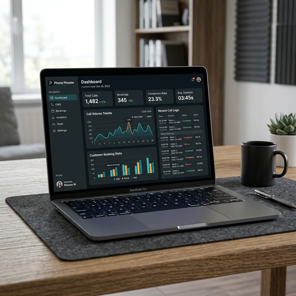 Small business owner managing AI receptionist dashboard